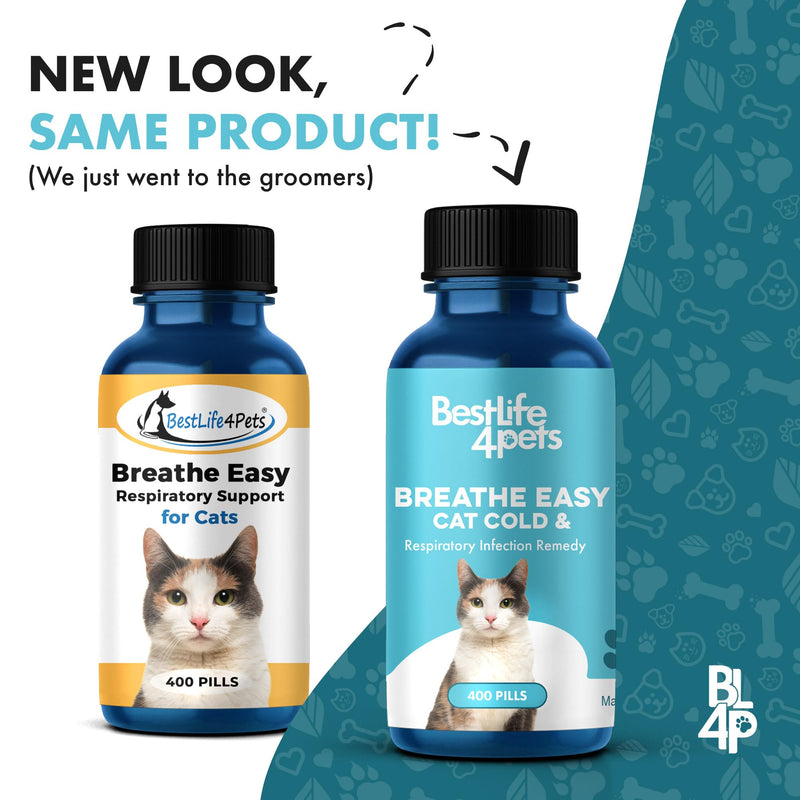 BestLife4Pets Cat Cold & Respiratory Infection Remedy - Breathe Easy Natural Relief for Your Feline's Runny Nose, Sneezing, Coughing, Nasal Congestion, and Asthma - 400 Odorless, Tasteless Pills 400 Count - BeesActive Australia