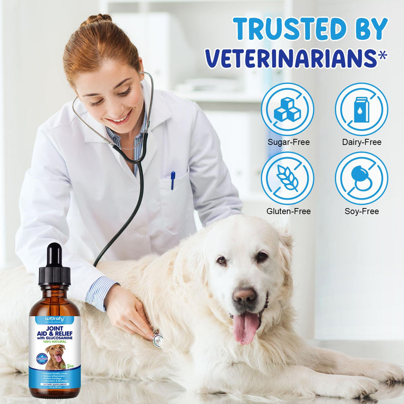 Hip & Joint Supplement for Dogs - 100% Natural Pain Relief & Mobility Support, Bacon Flavour, for Adult & Senior Dogs, 60ml
