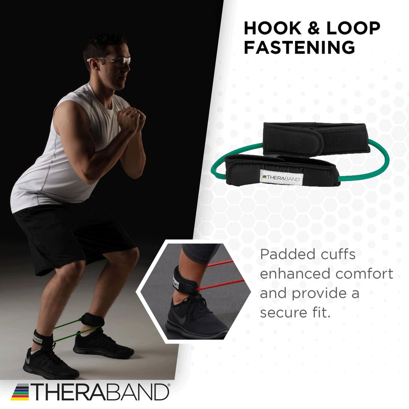 THERABAND Resistance Tubes, Professional Latex Elastic Tubing For Physical Therapy, Lower Pilates, At-Home Workouts, & Rehab, 12 Inch With Padded Cuffs, Green, Heavy, Level 3 Level 3 / Heavy - Green