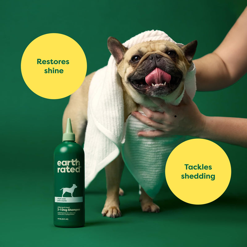 Earth Rated Coat-Specific 3-in-1 Short-Haired Dog & Puppy Shampoo, Conditioner & Deodorizer, Formulated to Moisturize and Tackle Shedding, Refreshing White Tea & Basil Scent, 16 oz. Short Coat - BeesActive Australia