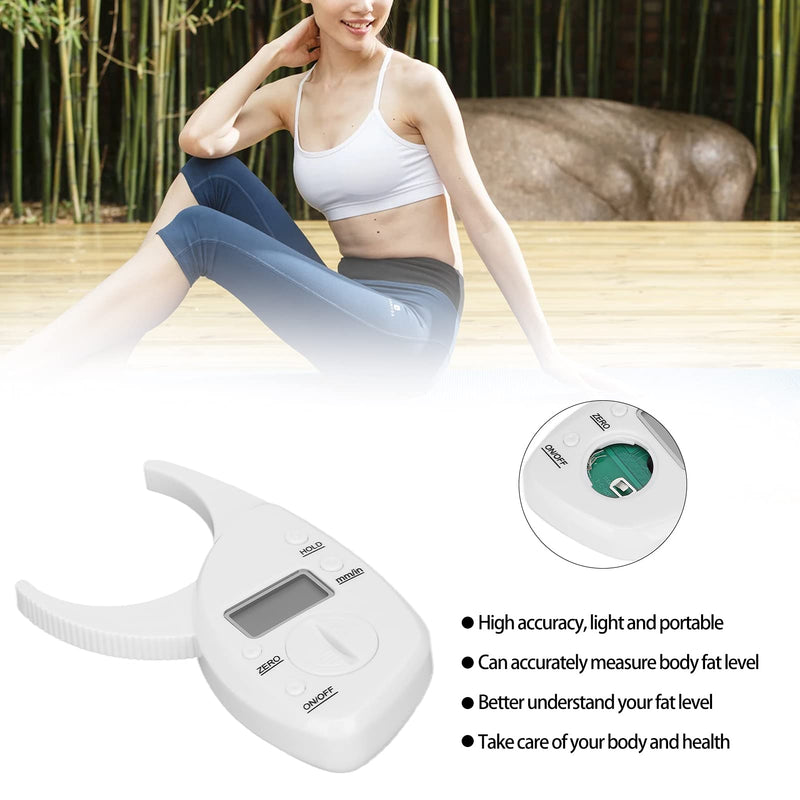 Body Fat Caliper, Digital Display Skin Calipers Body Fat Body Fat Monitors Skin Fat Caliper Tester Body Fat Measurement Device Fat Calipers for Fitness Enthusiasts for Trainers (White) - BeesActive Australia