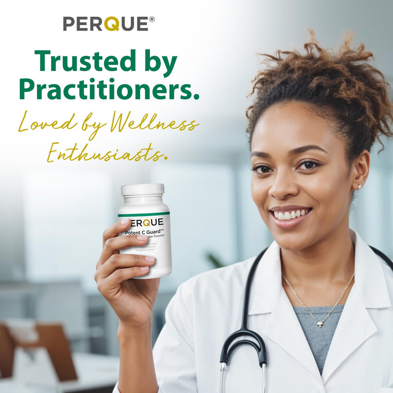 PERQUE Buffered Vitamin C Ascorbate Powder - pH Balanced, Vegetarian, Allergen-Free Vitamin C Supplement - Fast-Acting Antioxidant Support -Effervescent Powder with Magnesium, Potassium & Zinc - 16 oz
