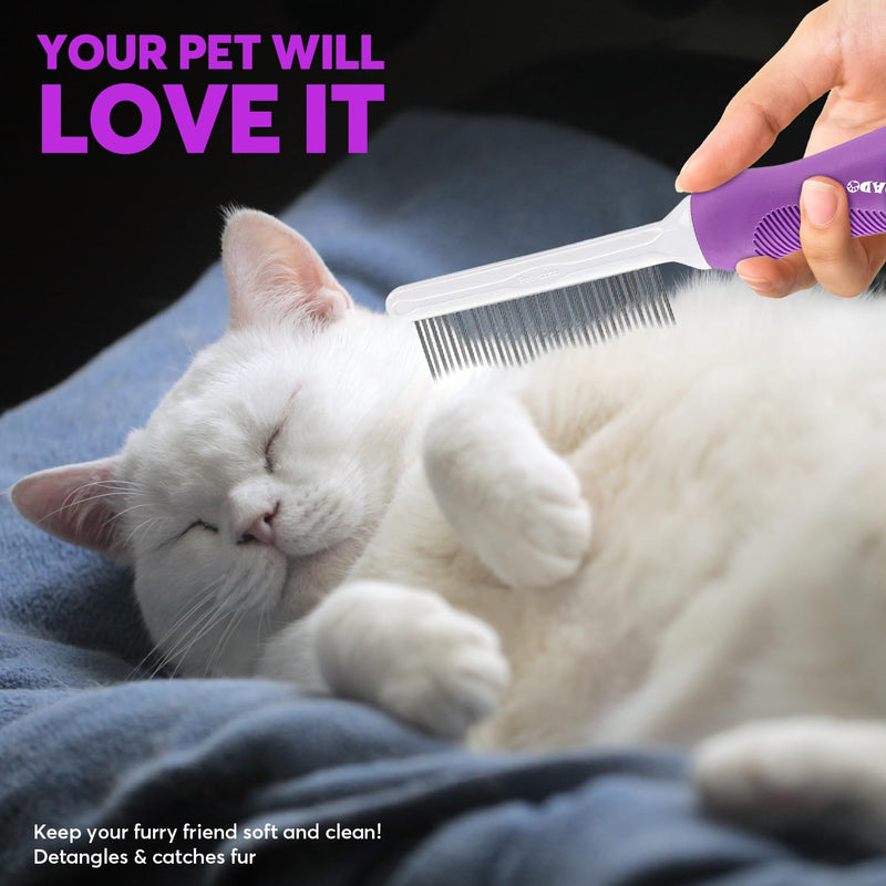 Grooming Comb for Dogs and Cats with Matted Hair, Detangling Pet Comb with Long and Short Stainless Steel Metal Fine Teeth for Removing Mats, Tangles, Knots & Loose Fur from The Undercoat - BeesActive Australia