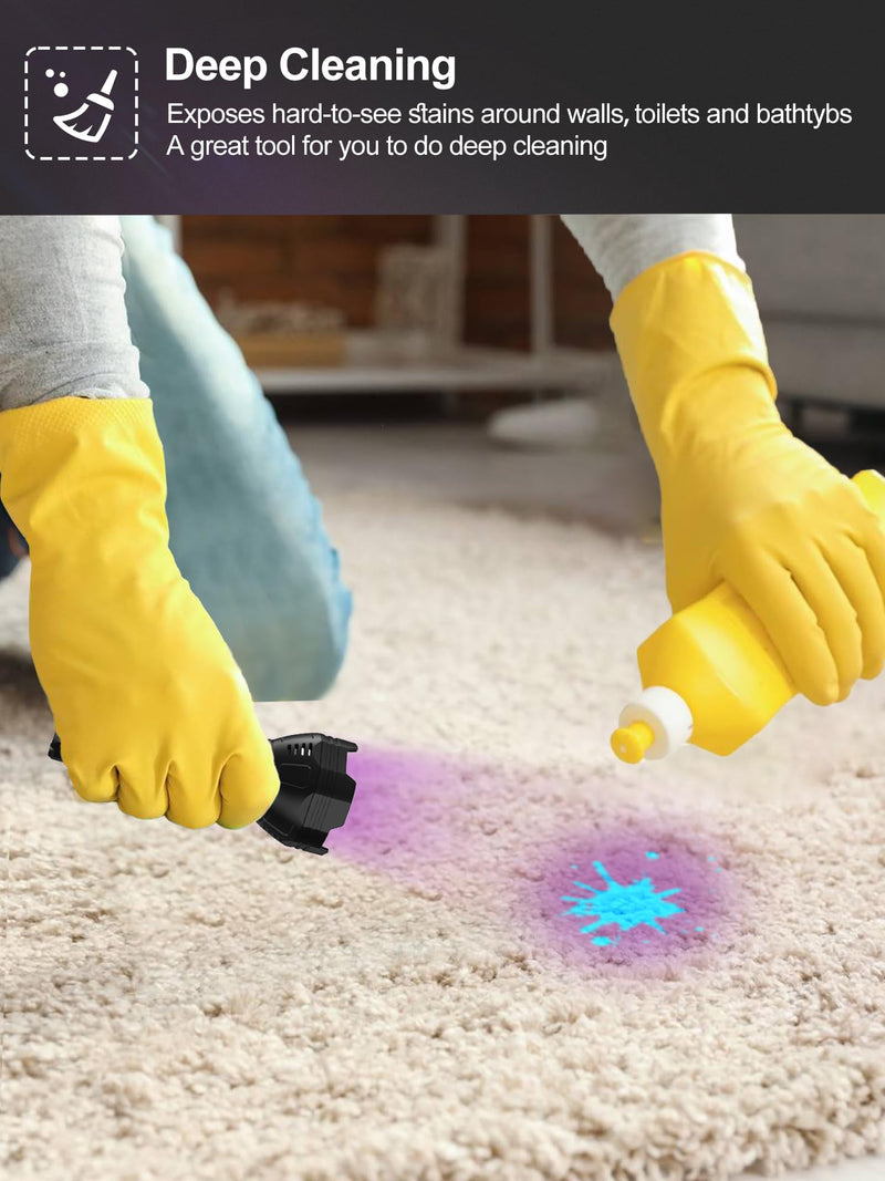 Black Lights UV Flashlight USB Rechargeable, 51 LED 365nm & 395nm Ultraviolet Flashlights, Blacklight for Pet Urine Detection, Portable Handheld Wood's lamp for Cat Ringworm,Bed Bug,Scorpions Hunting - BeesActive Australia