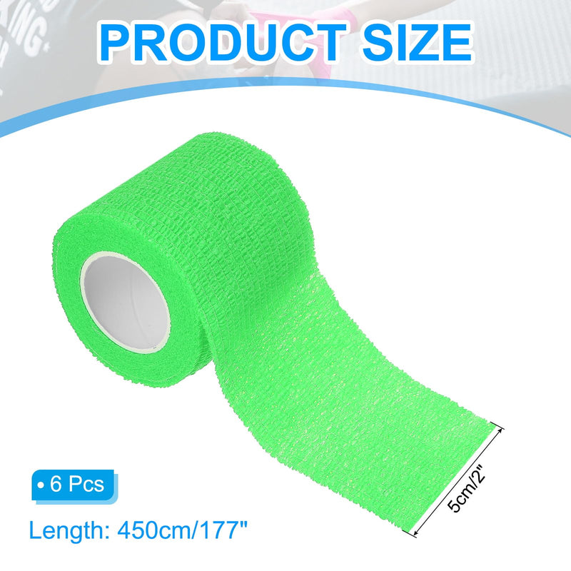 PATIKIL 2" x 177" Self Adhesive Bandage Wrap, 12 Pcs Elastic Self Breathable Self Adherent Wrap Tape for Stretch Athletic Sports Wrist Ankle Outdoor Tape, Bright Green - BeesActive Australia
