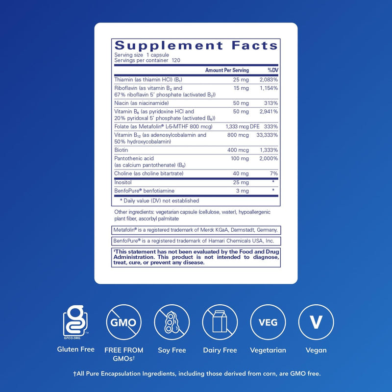 Pure Encapsulations PureGenomics B-Complex, 120 Capsules | Broad Spectrum B Vitamin Support for Genetic Expression, Cellular Function, Hormone Production and Energy Metabolism*