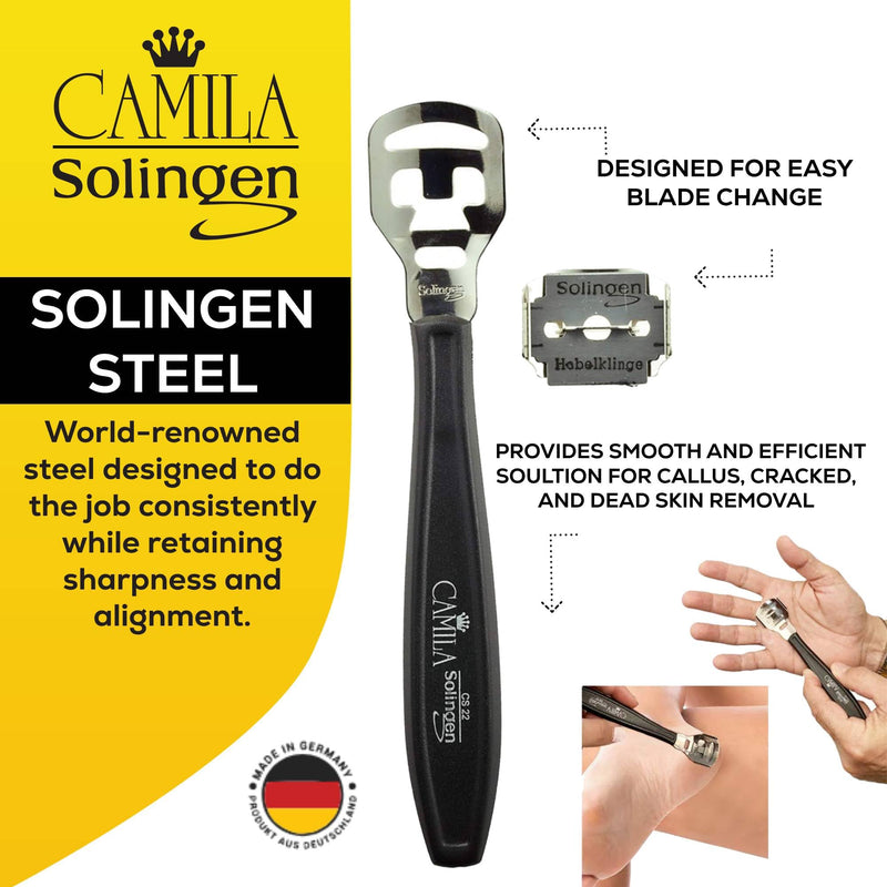 Corn Plane Foot Callus Remover, Hard Skin Heel Shaver Rasp Pedicure Cutter Kit for Feet and 10 Spare Blades, Pedicure Tools for Healthy Foot Care Made in Solingen Germany CS22-CS23 - BeesActive Australia