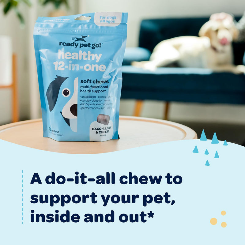 12-in-1 Complete Multivitamin for Dogs | Dog Multivitamin Chewable with Glucosamine Chondroitin & Digestive Probiotics for Dogs of All Ages and Sizes | NASC Certified & Made in The USA | 90 Chews 90 Count (Pack of 1) - PawsPlanet Australia
