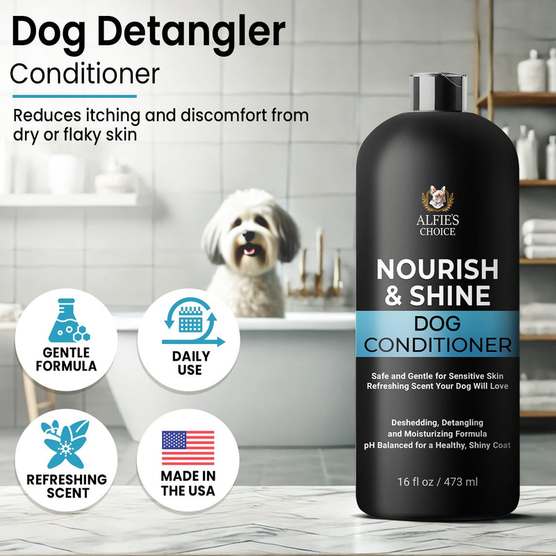 ALFIE'S CHOICE Dog Conditioner for Allergies and Itching & Daily Use - Detangling, Deshedding & Moisturizing Formula - Dog Coat Conditioner for Sensitive Skin & Grooming Puppy Conditioner - 16 fl oz Nourishing Conditioner - BeesActive Australia