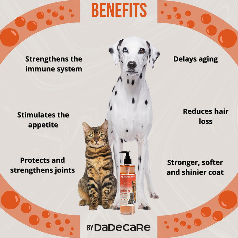 Salmon Oil for Dogs and Cats 500ml - Omega 3-6-9, Vitamin E, Camelina and Linseed - Strengthens Coat, Joints and Immune System - Natural Ingredients for Barf Diets