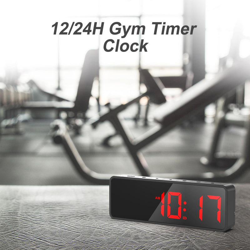 ANJANK Small Portable Gym Timer Clock, Strong Magnet, Workout Interval Timer with Powerful Battery, Stopwatch, Remote Control, Adjustable Brightness, Fitness Digital Timer for Home/Garage/Boxing Black