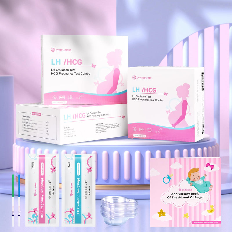 SYNTHGENE Ovulation Test Strips, LH 40 HCG 15 Ovulation and Pregnancy Tests, 40 Ovulation Tests and 15 Pregnancy Tests with 55 Urine Cups, Detect Early Pregnancy and Accurately Track Ovulation 55 Count (Pack of 1） - BeesActive Australia