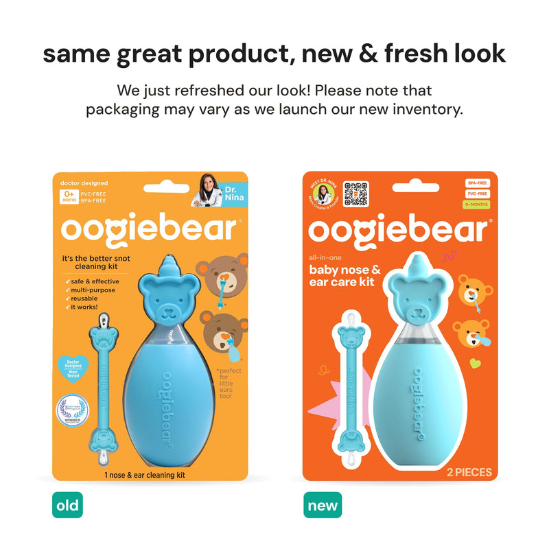 oogiebear BearPair FSA/HSA Eligible Silicone Bulb Baby Nasal Aspirator and Ear & Nose Syringe, Safely Sucks Snot and Removes Mucus, Cleanable and Reusable, Blue - BeesActive Australia