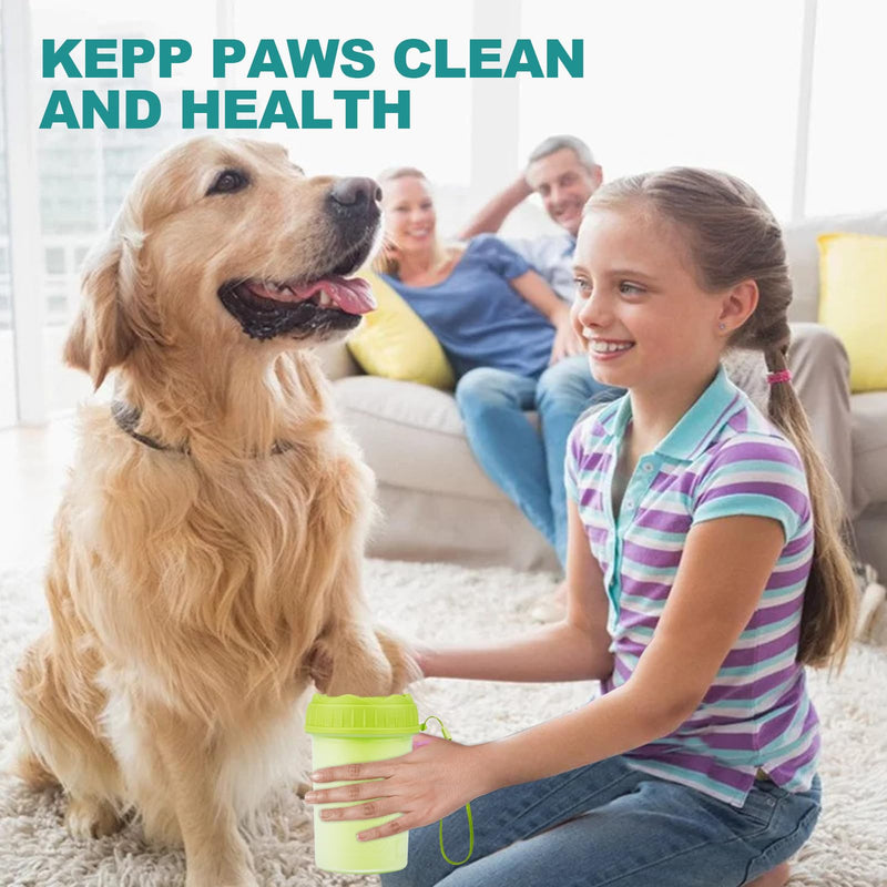 Dog Paw Cleaner Cup, Dog Foot Washer, Muddy Paw Cleaner, Mud Buster Dog Paw Cleaner, Portable Silicone Bristles Cleaning Brush. A Great Gift, Free Bath Brush - Medium, Green - BeesActive Australia