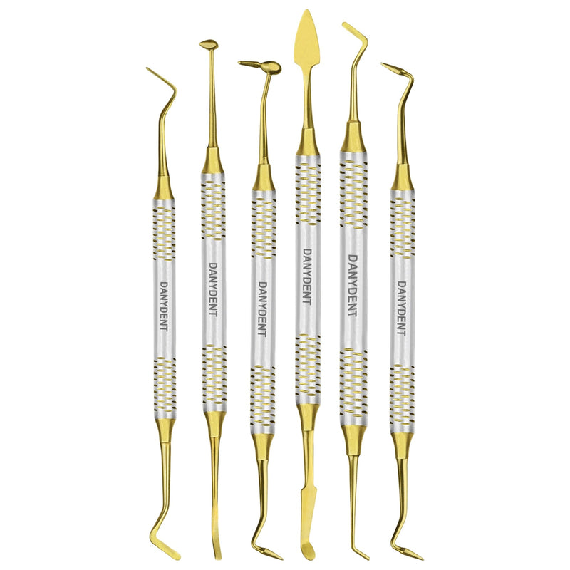 6 PCs Dental Composite Resin Filling Gold Coated Restorative Kit - Composite Dental Hand Instruments - Dental Tools Professional Stainless Steel Restorative Instruments - BeesActive Australia