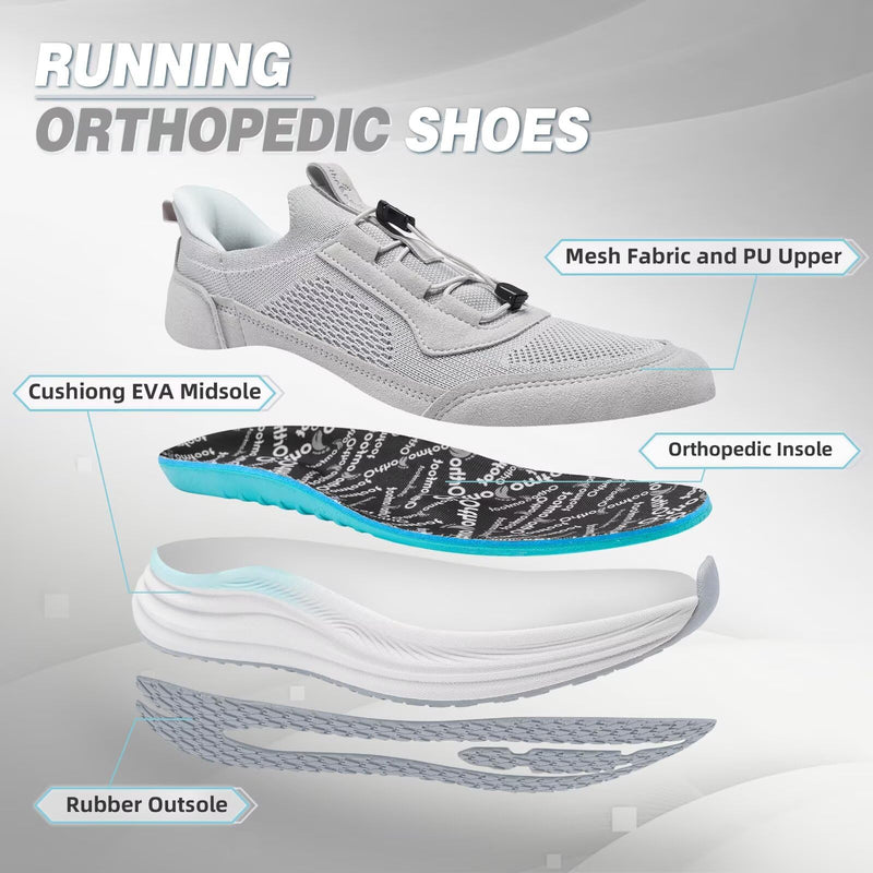 Women's Orthopedic Road Running Shoes: Comfortable Arch Supports Plantar Fasciitis Orthotic Athletic Sneakers, Casual Flat Feet High Arch Sports Walking Shoes for Foot Heel and Pain Relief 7.5 W2-grey Mint