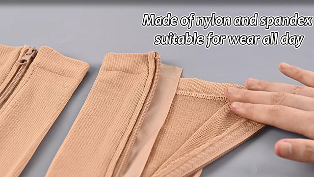 2 Pairs Zipper Compression Socks, 15-20 mmHg Closed Toe Compression Stocking with Zipper for Women and Men Beige*1+Black*1--Close Toe Small-Medium