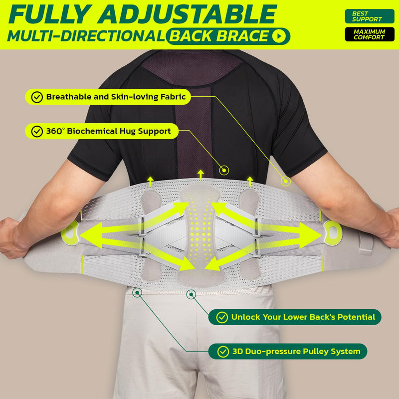 Back Brace for Men Lower Back Pain Women Relief with 360-Degree Biochemical Hug Support without Suspenders Back Support Belt Soft Breathable Fabric Lumbar Support for Herniated Disc Sciatica M Medium Obsidian