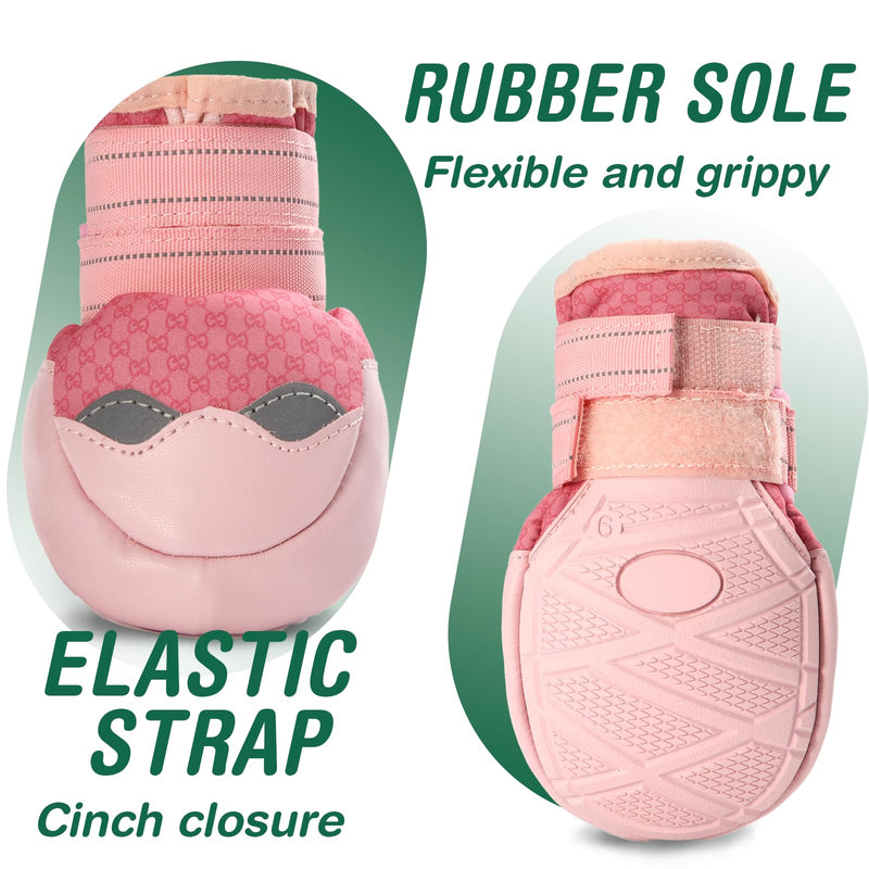 Dog Shoes for Small Dogs, Waterproof Dog Boots for Winter Snow, Summer Hot Pavement, Dog Booties & Paw Protectors Size 2 Pink #2(2.17" inner width) for 18-24 lbs - BeesActive Australia