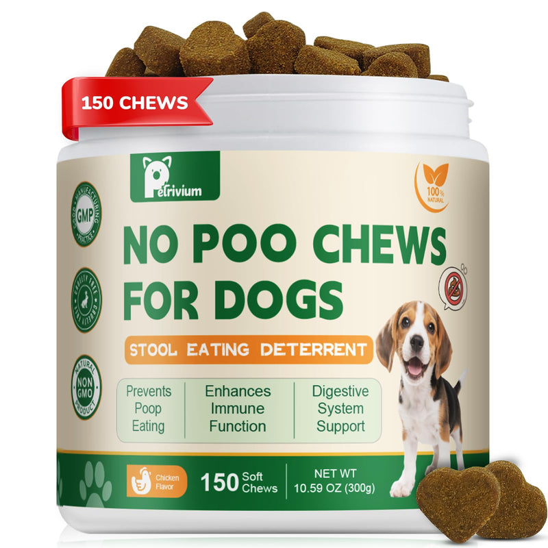 No Poo Chews - Coprophagia Deterrent for Dogs, No Poop Eating Deterrent for Dogs, Prevent Stop Dogs from Eating Poop Supplement -Gut Health & Immune Support,150ct