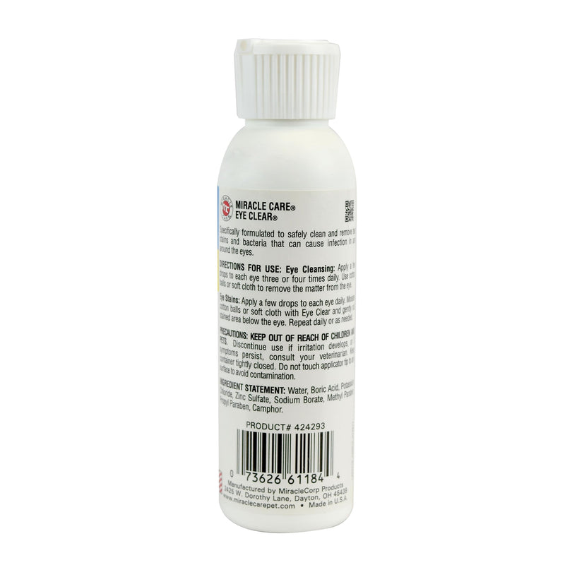 Miracle Care Eye Clear Made in USA Tear Stain Remover for Dogs and Cats Dog Eye Wash Formulated to Cleanse Eyes and Remove Tear Stains, 4 oz. Eye Clear Drops 4 ounces - PawsPlanet Australia