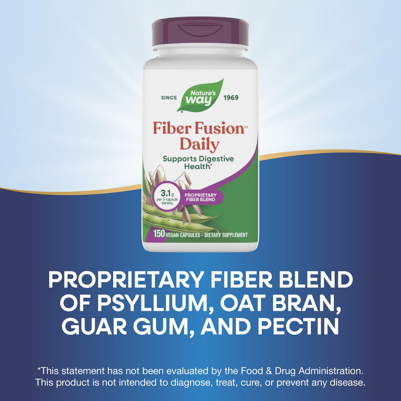 Nature's Way Fiber Fusion Daily, Psyllium Husk Capsules with Oat Bran, Guar Gum, Pectin, Digestive Health Support*, Vegan, 150 Capsules (Packaging May Vary),(Pack of 2) 150 Count (Pack of 2)