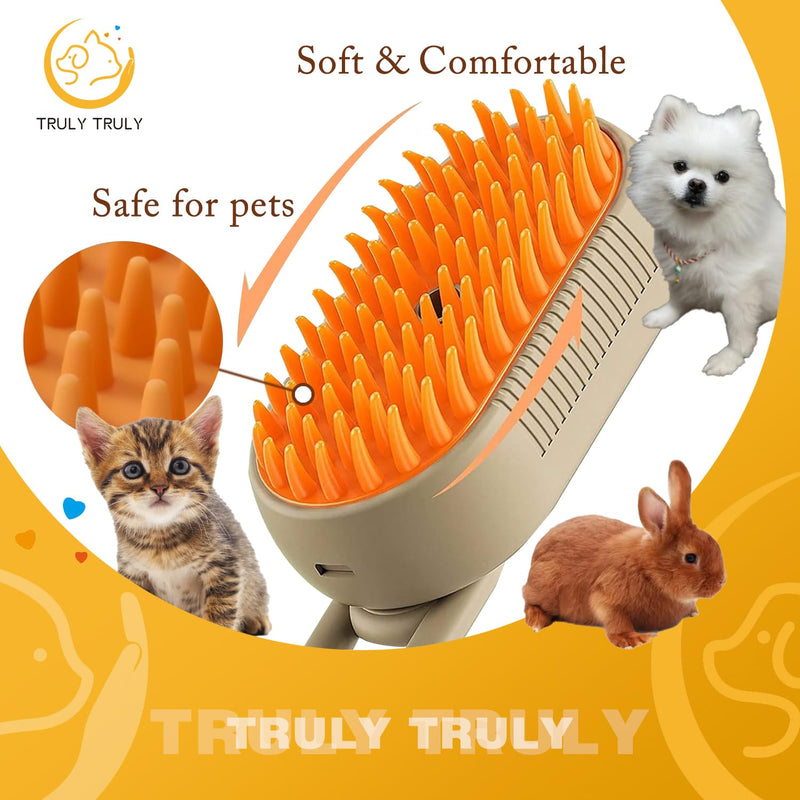 New 3 In1 Cat Steam Brush: Self Cleaning Steam Cat Brush for Massage Cat Grooming Brush Pet Hair Removal Comb (Coffee) Coffee - BeesActive Australia