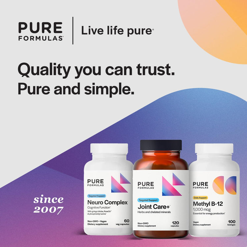 PureFormulas Joint Care + - Premium Joint Support Supplement with Hyaluronic Acid, Glucosamine, MSM, Green Lipped Mussel, Turmeric & More - Non-GMO Formula for Adults (120 Capsules)