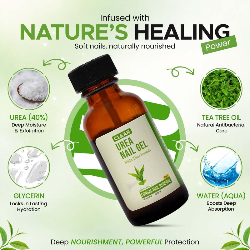 CLEAR Urea Nail Gel with Tea Tree Oil Made in USA – Night Time Formula -Softens, Hydrates & Repairs Nails –Urea Gel with Fast & Visible Results, Trusted by Health Professionals Green Tea Tree - BeesActive Australia