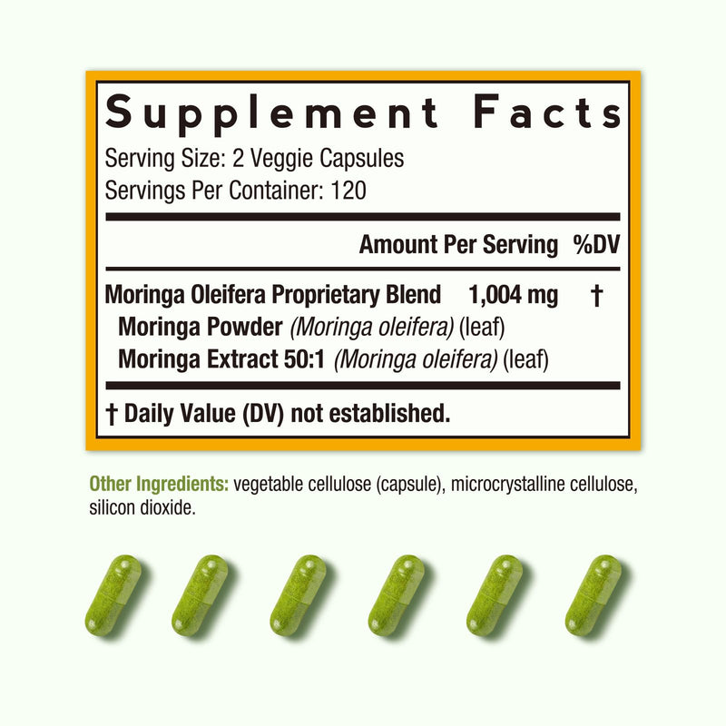 Doctor's Recipes Moringa, Complete Green Superfood, 240 Vegan Caps | Moringa Oleifera, Natural Antioxidant Support, Powerful Phytonutrients, Non-GMO, No Caffeine, No Soy, No Gluten 240 Count (Pack of 1)