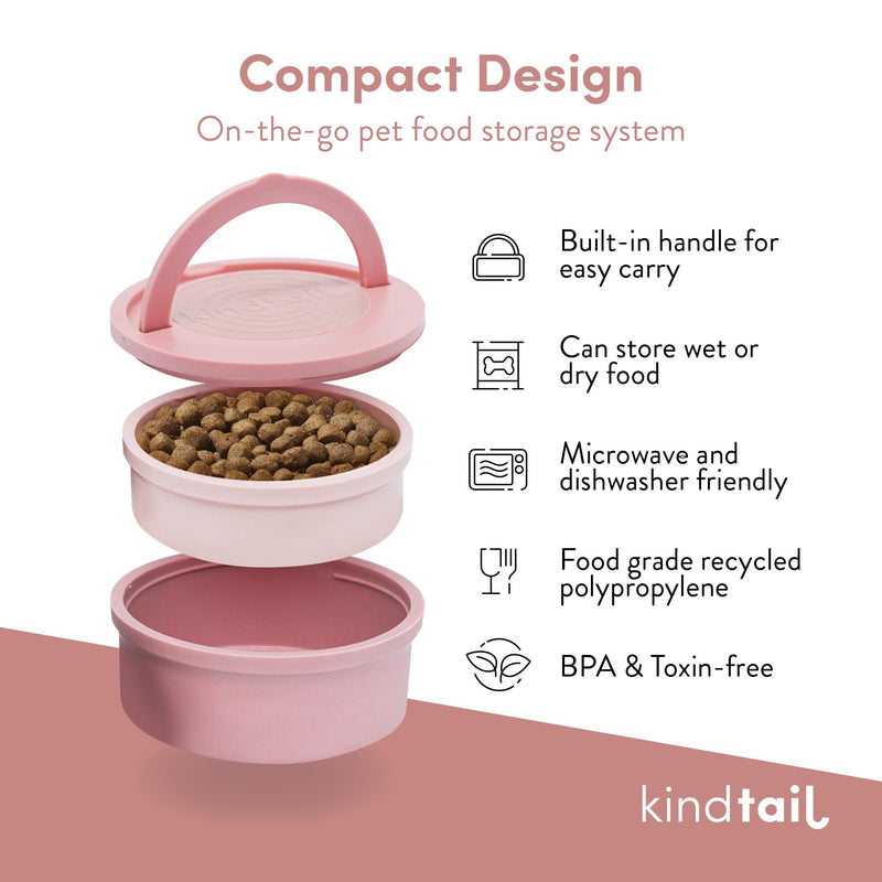 KindTail Bowls, Travel Dog Bowls, Portable Pet Bowls, Microwave and Dishwasher-Safe Dog Bowls with Lid and Handle, Inner Bowl with 10oz Capacity and Outer Bowl with 20oz Capacity… (Small, Rose Pink) Small - BeesActive Australia