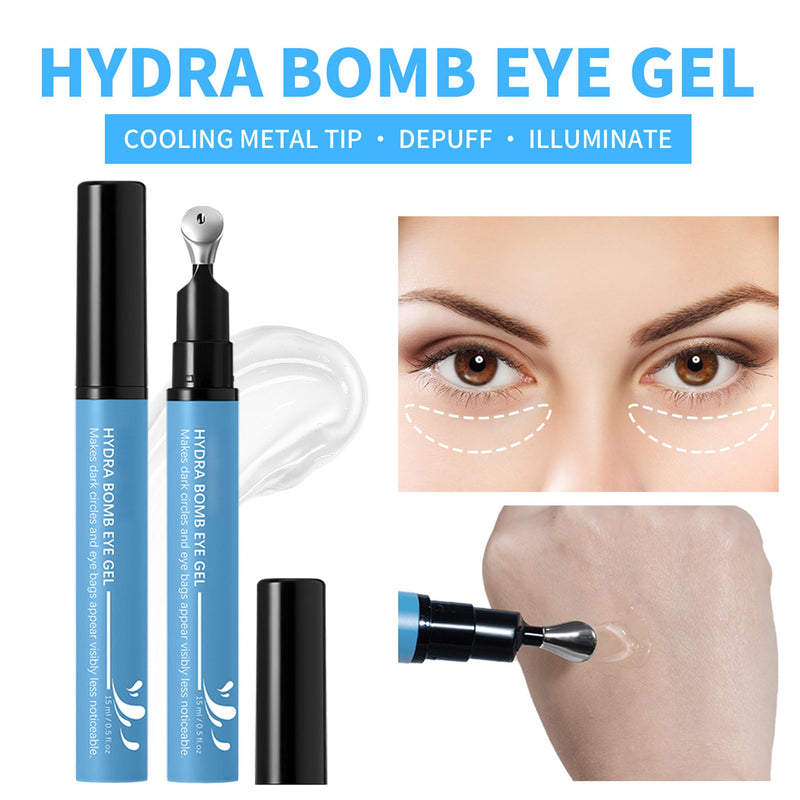 Hydrating Cooling Eye Gel - Under Eye Gel Cream with Hyaluronic Acid & Caffeine & Vitamin C - Under Eye Treatment Serum Target Dark Circles and Puffiness - Skin Care for Eyes, 0.5 fl oz