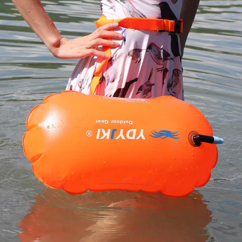 2 Pack Swim Buoy Float, Pool Floats Adult, Swimming Bubble Safety Float with Adjustable Waist Belt Orange/Orange