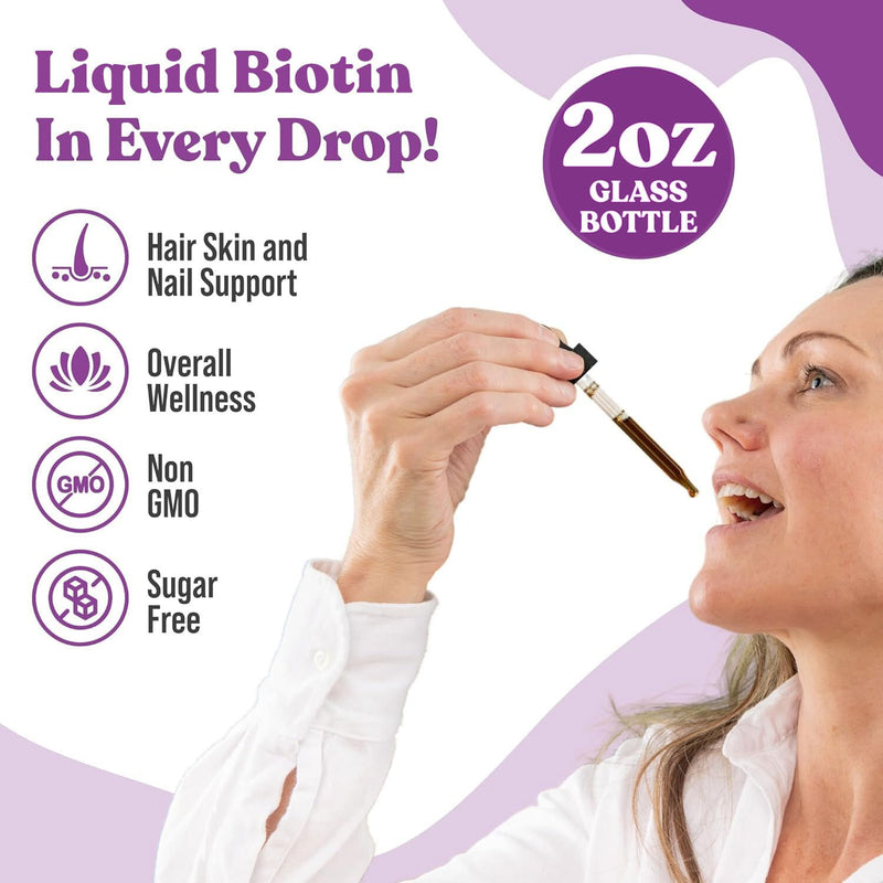 Biotin - Liquid Biotin Supplement - Support Hair, Skin and Nails - 5000mcg. 1
