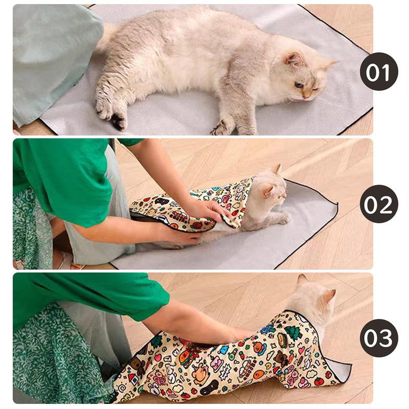 MANON ROSA Cat Grooming Wrap – Self-Adherent Anti-Scratch Swaddle Restraint Bag for Stress-Free Nail Clipping, Medication, Multifunctional Care - Purrito Papoose Pet Tools (XL (Within 22lbs)) XL (within 22lbs) - BeesActive Australia