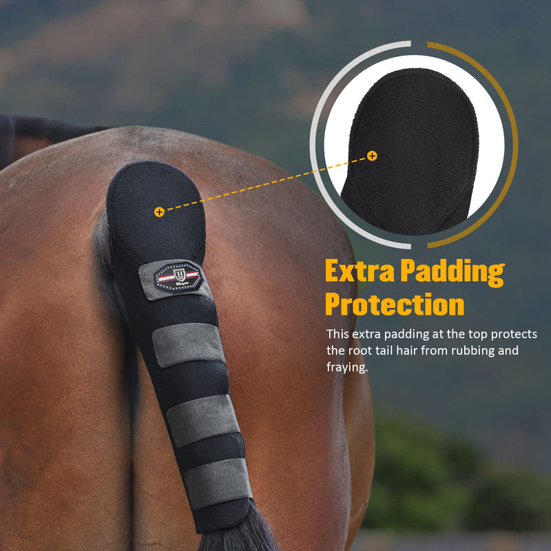 Harrison Howard Adjustable Touch Fasteners Quality Neoprene Versatile Horse Tail Guard Equine Tail Wrap Black - BeesActive Australia