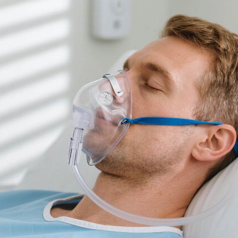 2 Pack Oxygen Mask for Face with 6.6 Ft Tubing and Adjustable Elastic Strap - Adult - Clear Size M (No Cup) - BeesActive Australia