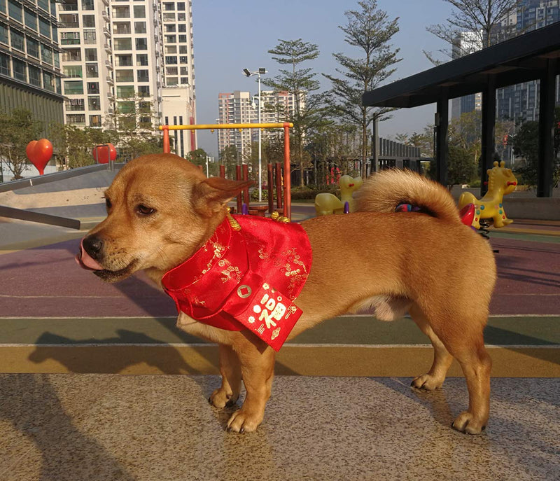Cat Clothes,New Year's Cloak Dog Clothes Red Pet Cheongsam Cloak Clothes for Cats Small Dogs Puppy(Red,L) L - BeesActive Australia