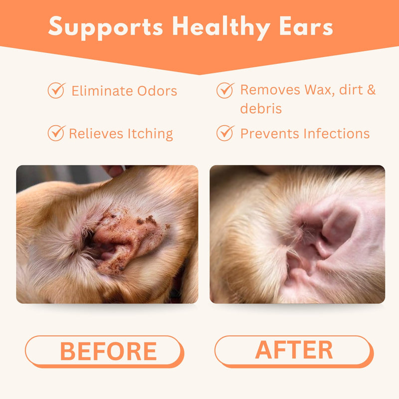 Dog Ear Cleaner – 100 Dog Ear Wipes Gently Remove Wax & Dirt | Ear Cleaner for Dogs UK | Ear Wipes for Dogs Biodegradable Cat Ear Cleaner Wipes Pack OF 2