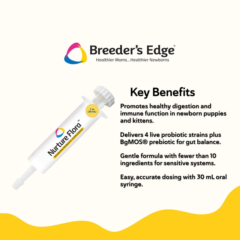 Revival Animal Health Breeder's Edge Nurture Flora for Puppies & Kittens | Colostrum Supplement for Puppies & Kittens | Protein & Vitamins & Minerals | Easy to Digest | 30ml Easy to Administer