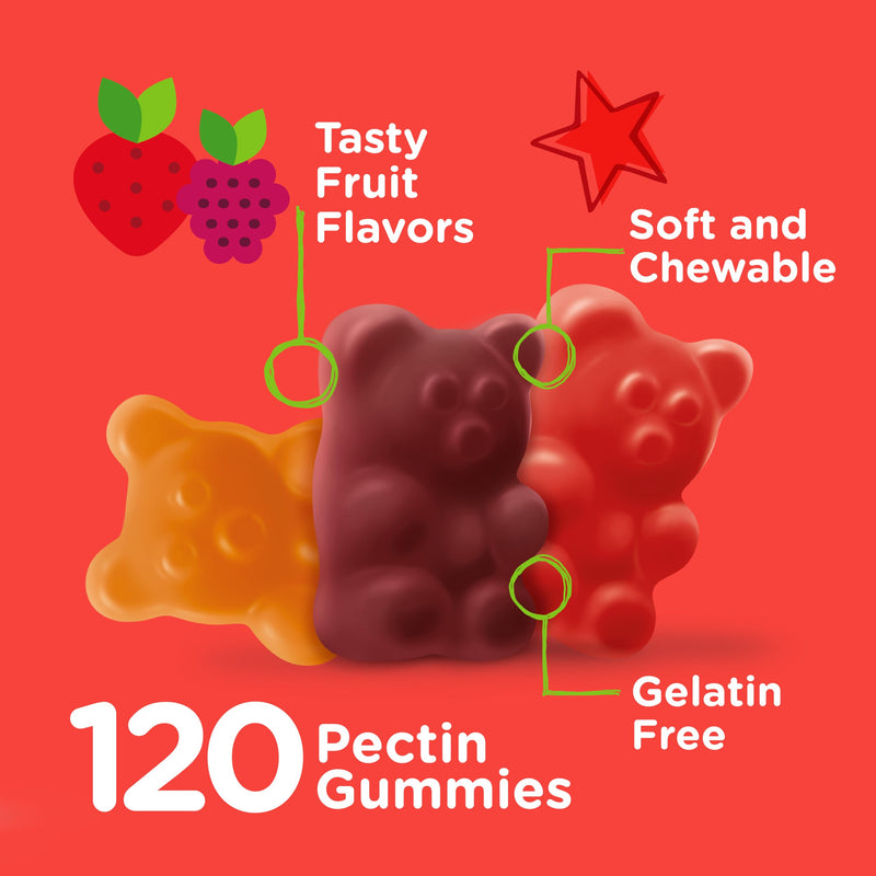 Viteey Kids Multivitamin Gummies, Complete Daily Essential Kids Vitamins | Great for Immune Support & Overall Health - 12 Essential Minerals & Vitamins - Vegetarian, Gelatin Free- Fruit Flavor Gummy 120 Count (Pack of 1)