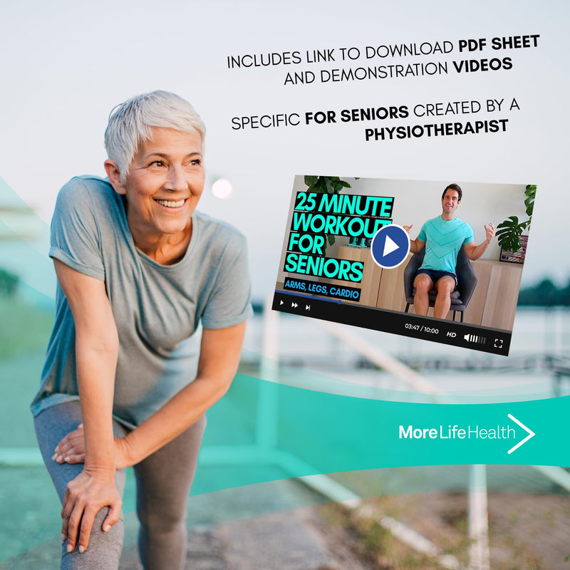 Resistance Bands for Seniors - Exercise Band to Improve Mobility and Strength - Standing & Chair Exercises for Seniors Including Videos and Printable Exercise Instructions Green - Light Strength