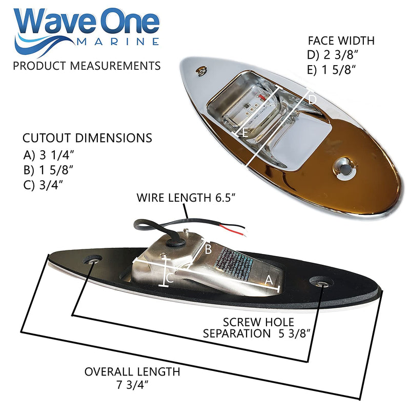 Wave One Marine Flush Mount LED Shark Eye Boat Navigation Teardrop Lights | Red And Green Stainless USCG 2NM | Waterproof 12V