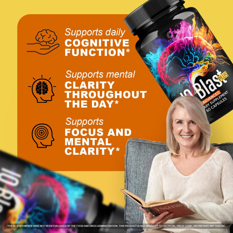 (3 Pack) IQ Blast Plus - IQBlast Plus Capsules Support Advanced Formula Reviews, IQBlastPlus Pills Natural Ingredients Memory Support Daily Vitamins for Health and Wellness, 180 Capsules for 3 Months