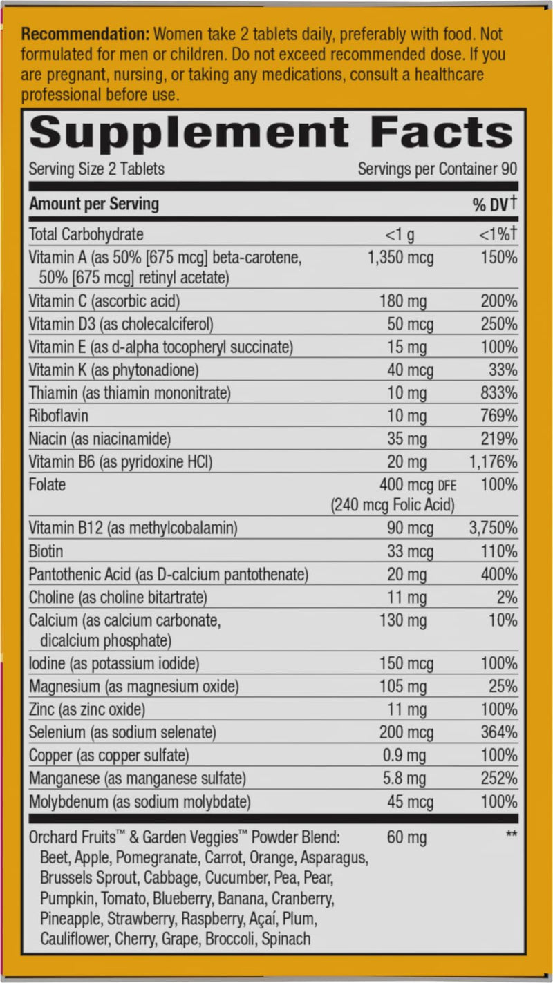 Nature's Way Alive! Women's 50+ Ultra Minis Multivitamin, 180 Mini Tablets | Complete Daily Women's Vitamins, High Potency Formula, Promotes Energy Metabolism and Muscle Function*, with Methylated B12