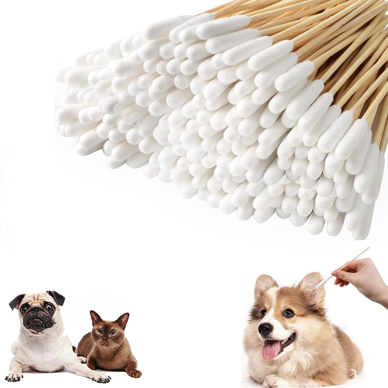 Pet Dog Ear Cleaning Swabs,200 Pieces 12cm/15cm Extra Large Cotton Buds for Dogs Cats,Dog Ears Cleaner Wipes Alternative for Wax Removal & Itchy Ears Relief,Pet Ear Cleaning Cotton Earbuds