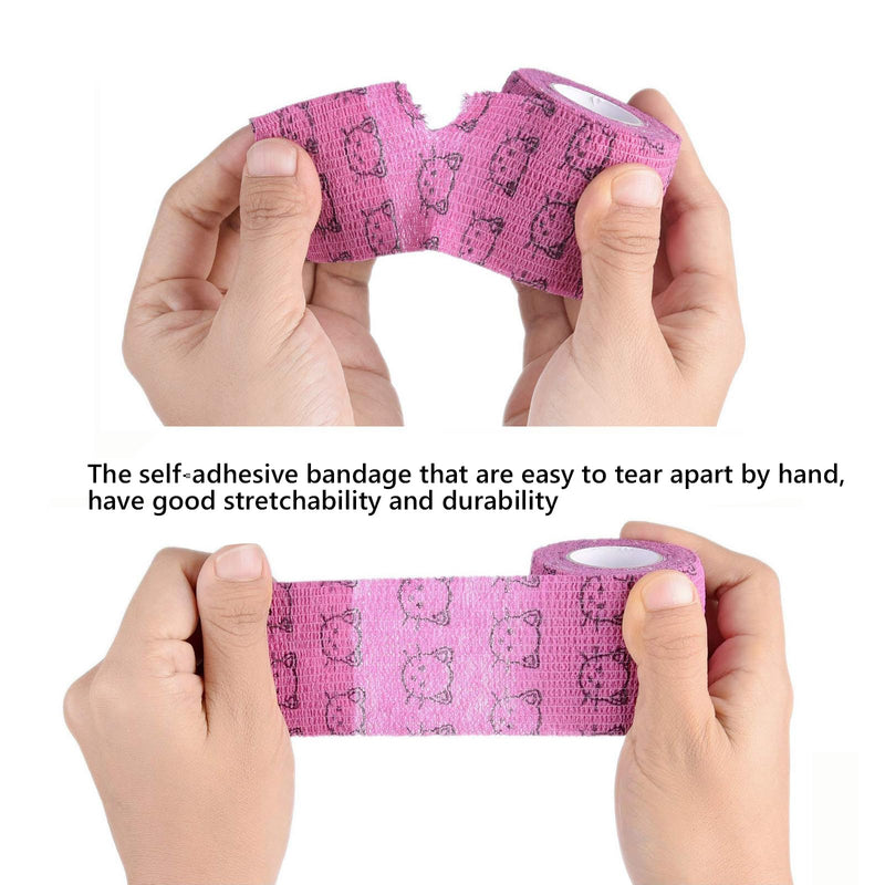 Stmandy Vet Tape wrap, wrap Bandage 2 inch 6 Rolls,Adhesive wrap Bandage for The Person or The Pets (cat,Dogs,Horse and Other Animal) who was injure or Have Wounds (Cartoon 6pcs) 2 Inch (Pack of 6) - BeesActive Australia