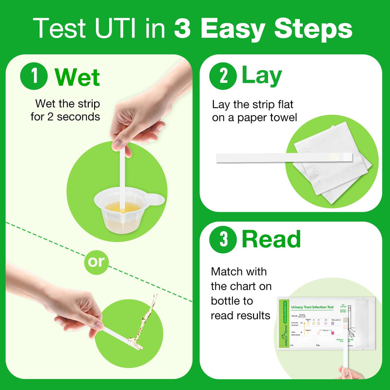Easy@Home UTI Test Strips: Highly Accurate Urinary Tract Test Kit for Women Men, Bladder Infection Urine Testing, Quick Results, OTC Use (UTI - 5 Pack) 5 Count