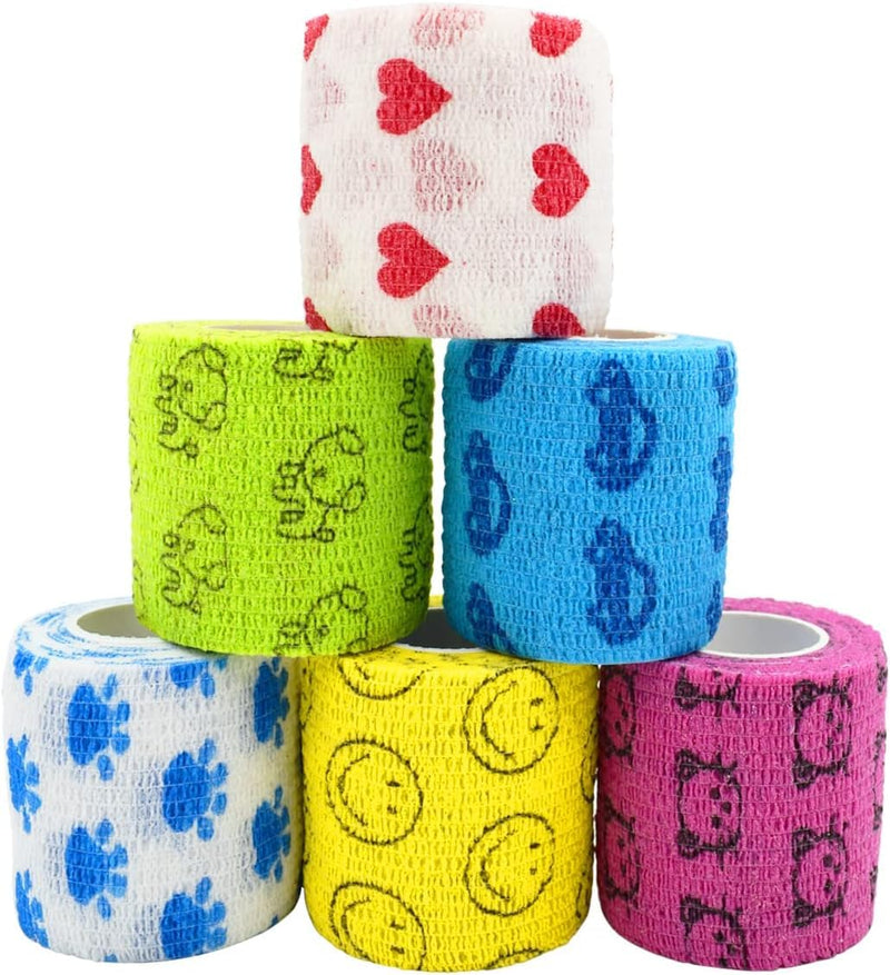 Stmandy Vet Tape wrap, wrap Bandage 2 inch 6 Rolls,Adhesive wrap Bandage for The Person or The Pets (cat,Dogs,Horse and Other Animal) who was injure or Have Wounds (Cartoon 6pcs) 2 Inch (Pack of 6) - BeesActive Australia