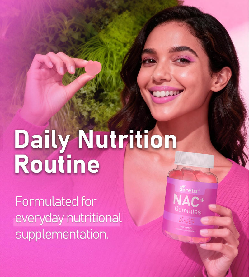 NAC Gummies 1000 mg with Vitamin C & Selenium, 60 Count | N-Acetyl Cysteine for antioxidant support*; for adults; non-GMO, gluten-free; 2 gummies daily; 30-day supply